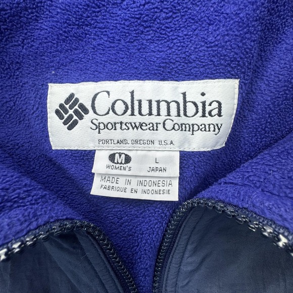 Vintage Columbia Jacket Womens Medium Blue Fleece Lined Zip Windbreaker 90s - Picture 3 of 13